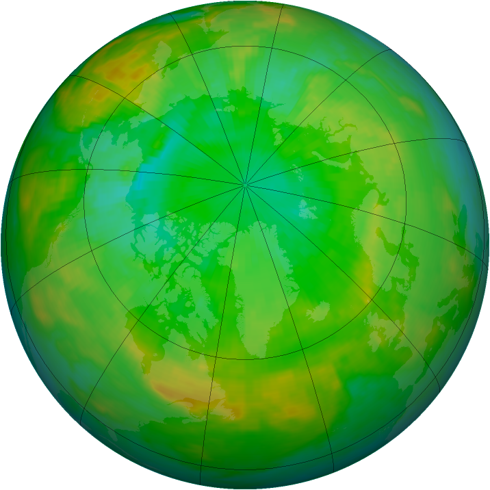 Arctic ozone map for 01 July 1992